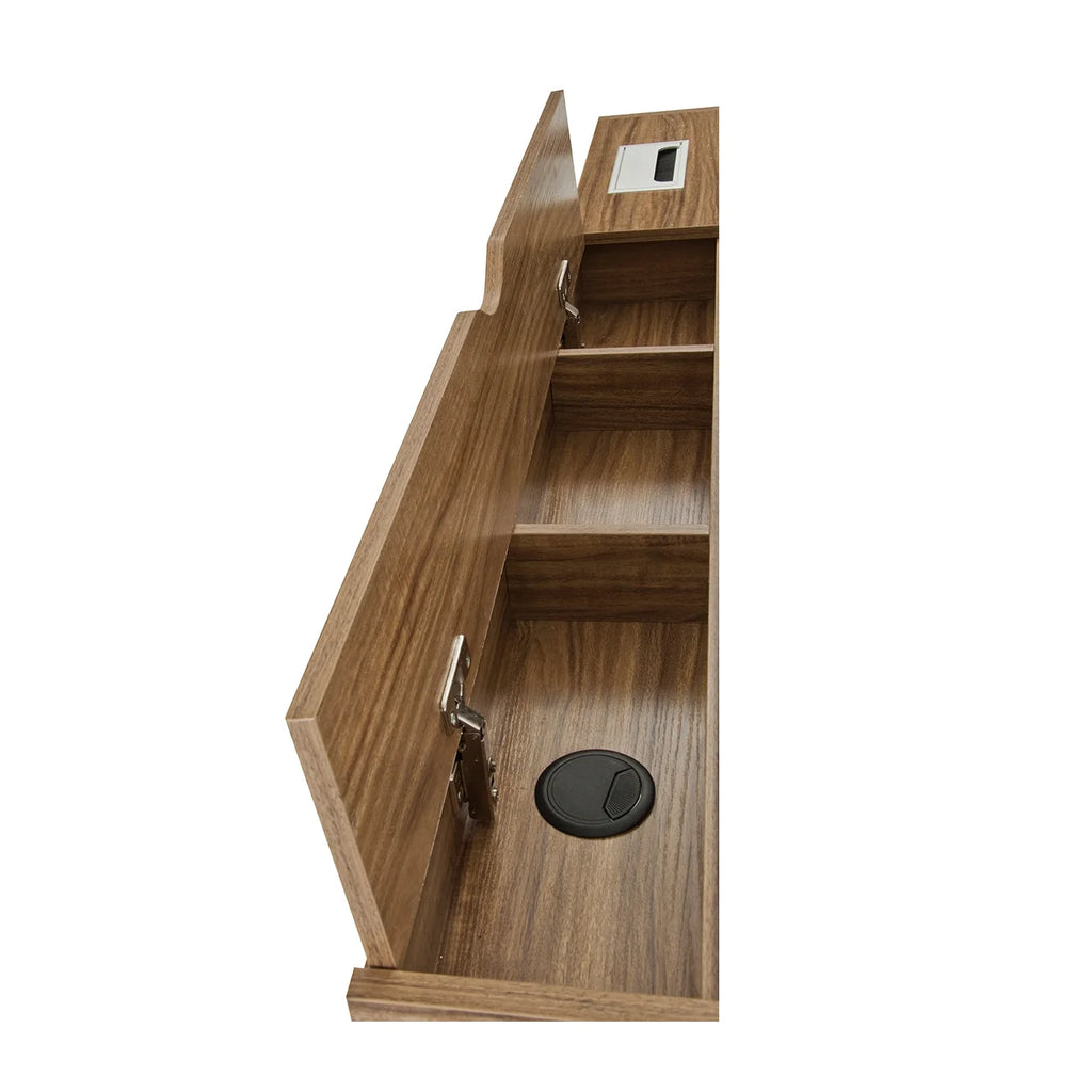 Compact Computer Desk with Storage, Walnut B439972
