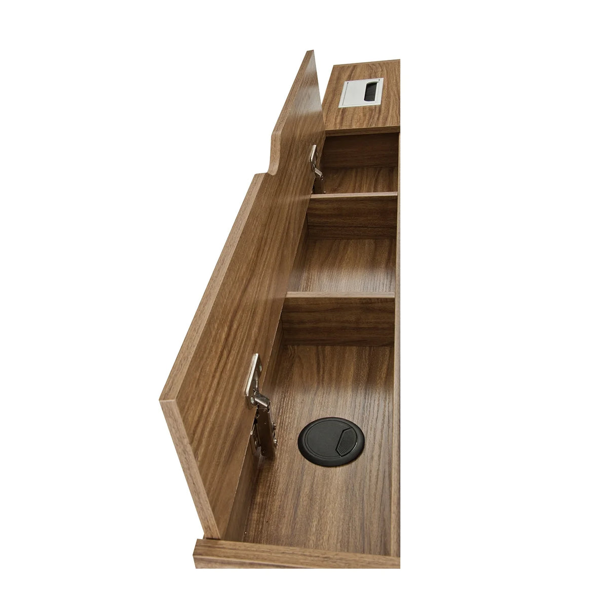 Compact Computer Desk with Storage, Walnut B439972