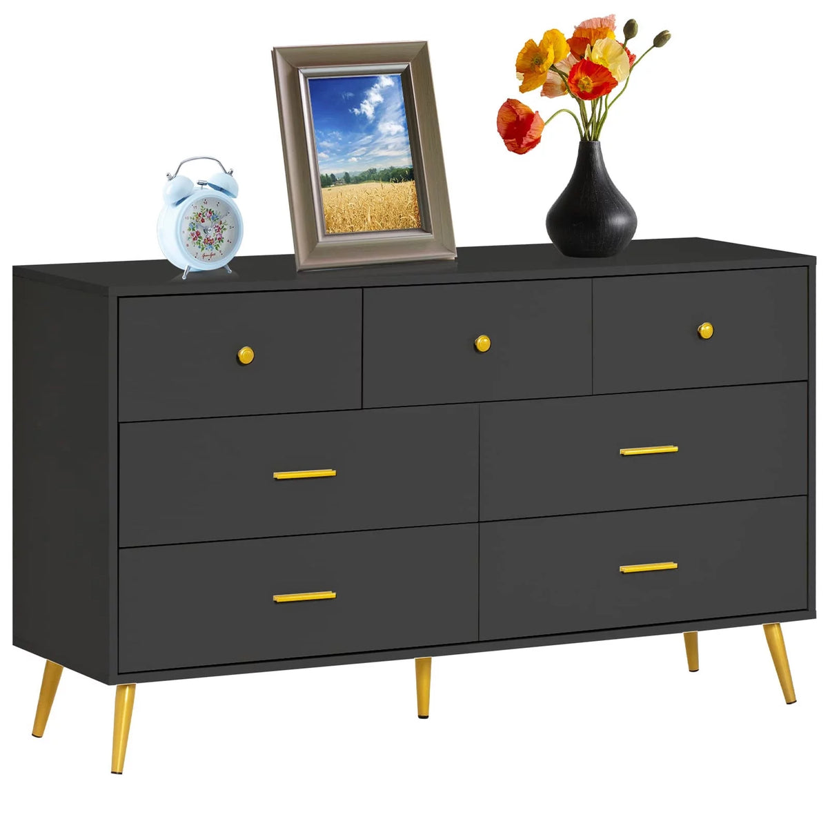 White 7 Drawer Wood Dresser Y517541