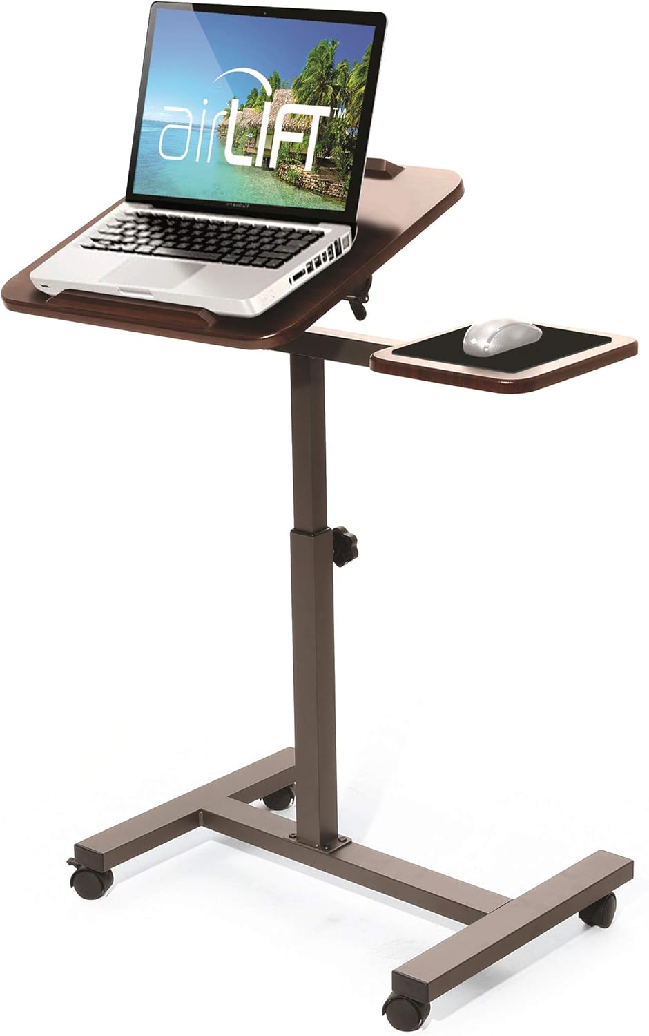 Mobile Height Adjustable Laptop Workstation Desk Cart with Wheels, White V849