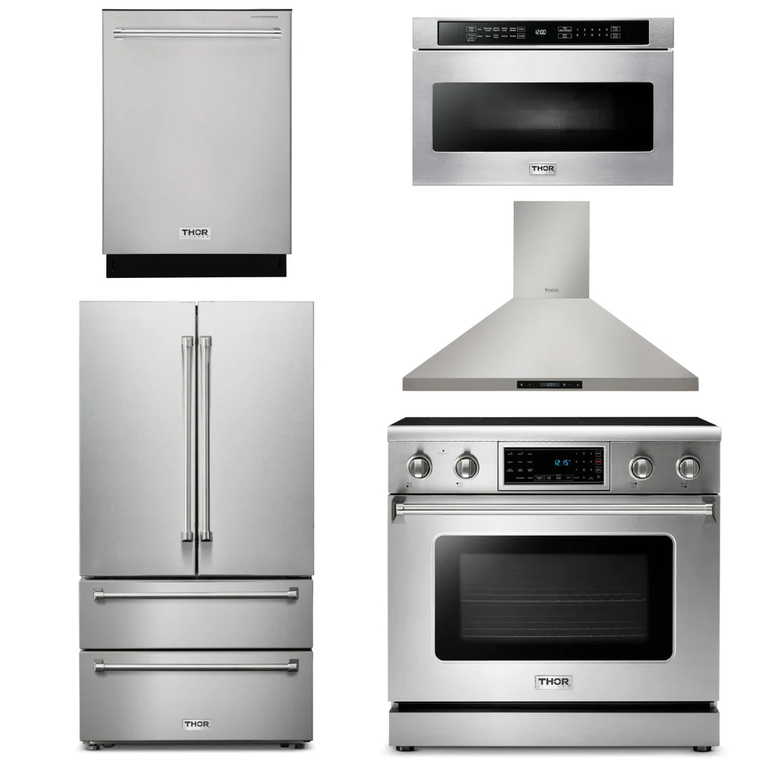 36 Electric Range, Range Hood, Microwave, Refrigerator, Dishwasher L5290