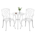 White Bistro Set with Umbrella Hole Cast Aluminum U579