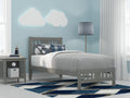 Grey Twin Wood Platform Bed with Slatted Headboard and Footboard Q37362
