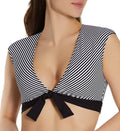 Black Tie Front Cap Sleeve Swim Top K489