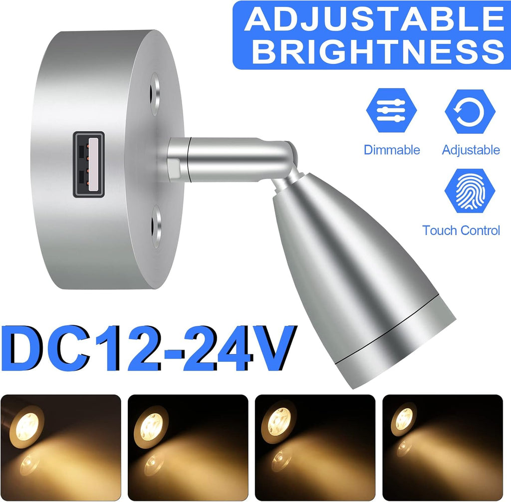 4PCS DC12-24V LED Reading Lamp with USB Port N2080
