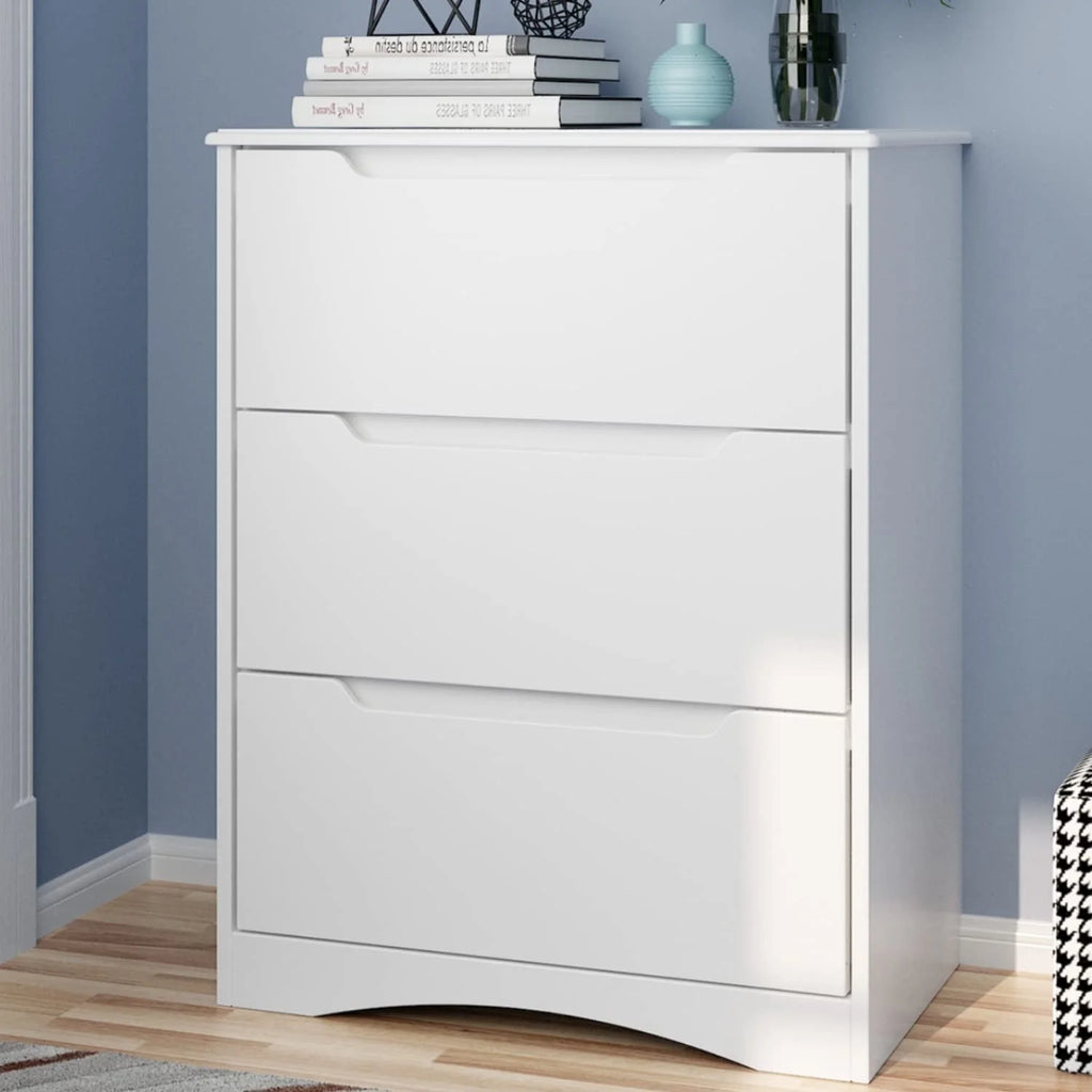 White 3 Drawer Wood Dresser W6828