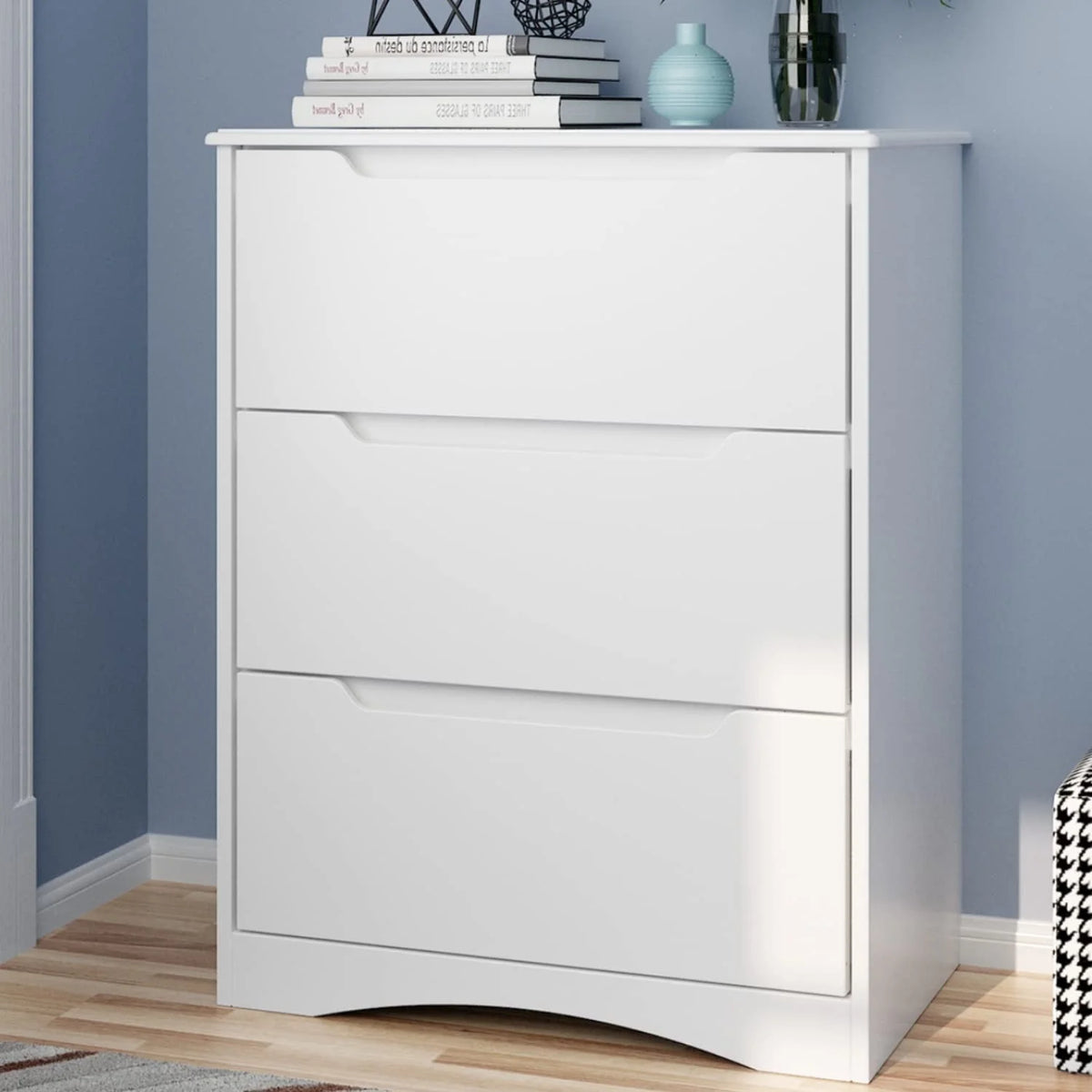 White 3 Drawer Wood Dresser W6828
