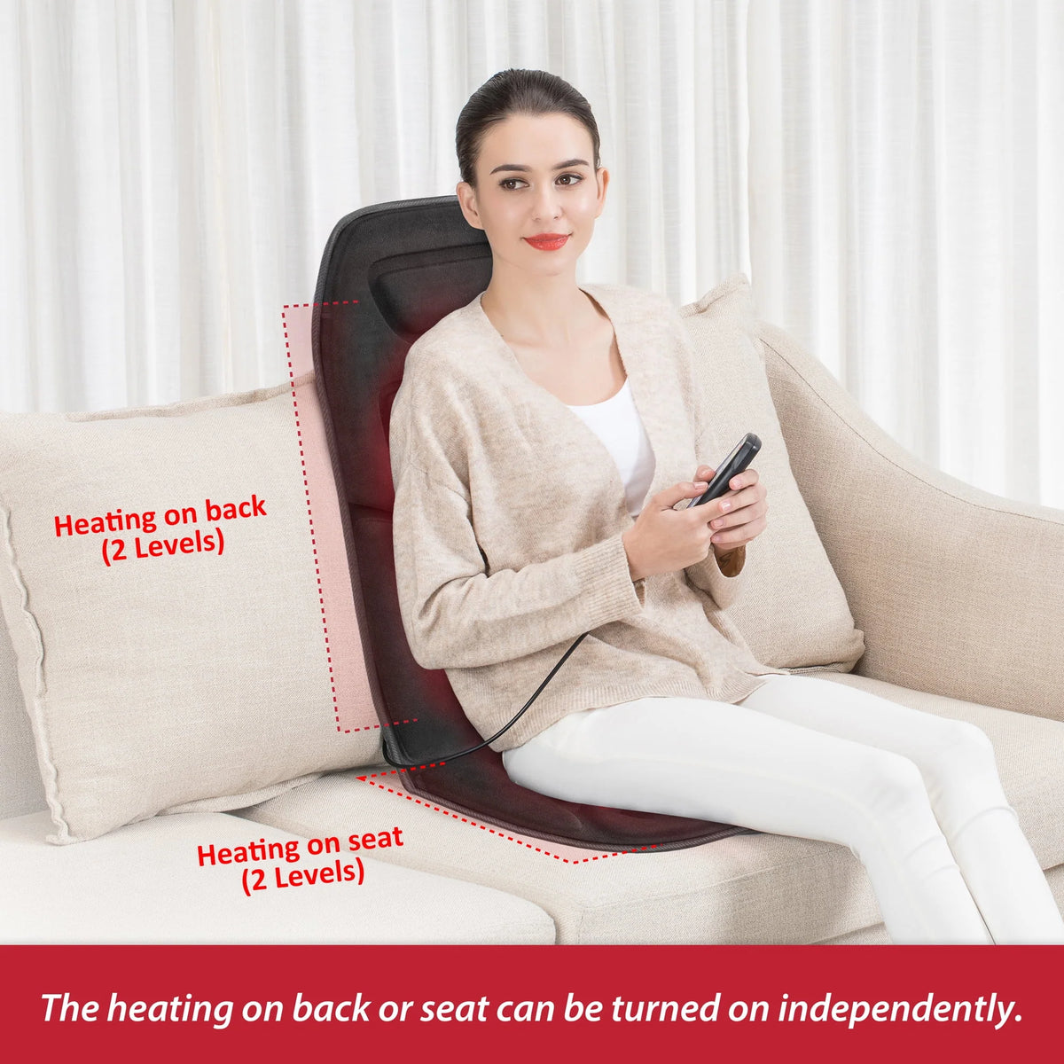 Black Heated Massage Seat Cushion C66543