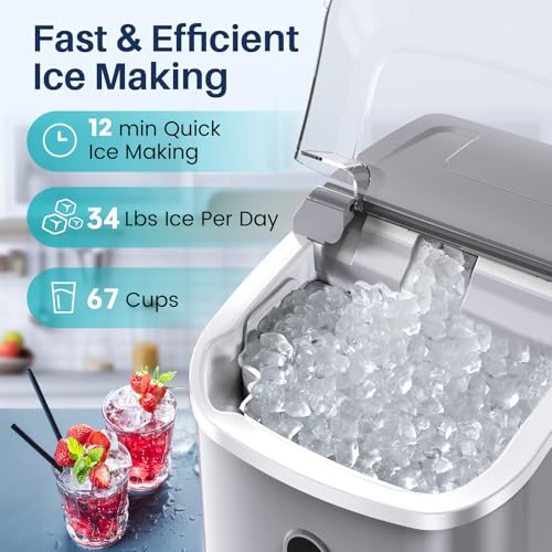 Countertop Ice Maker 6 Mins 26.5lbs/24Hrs with Self-Cleaning U121