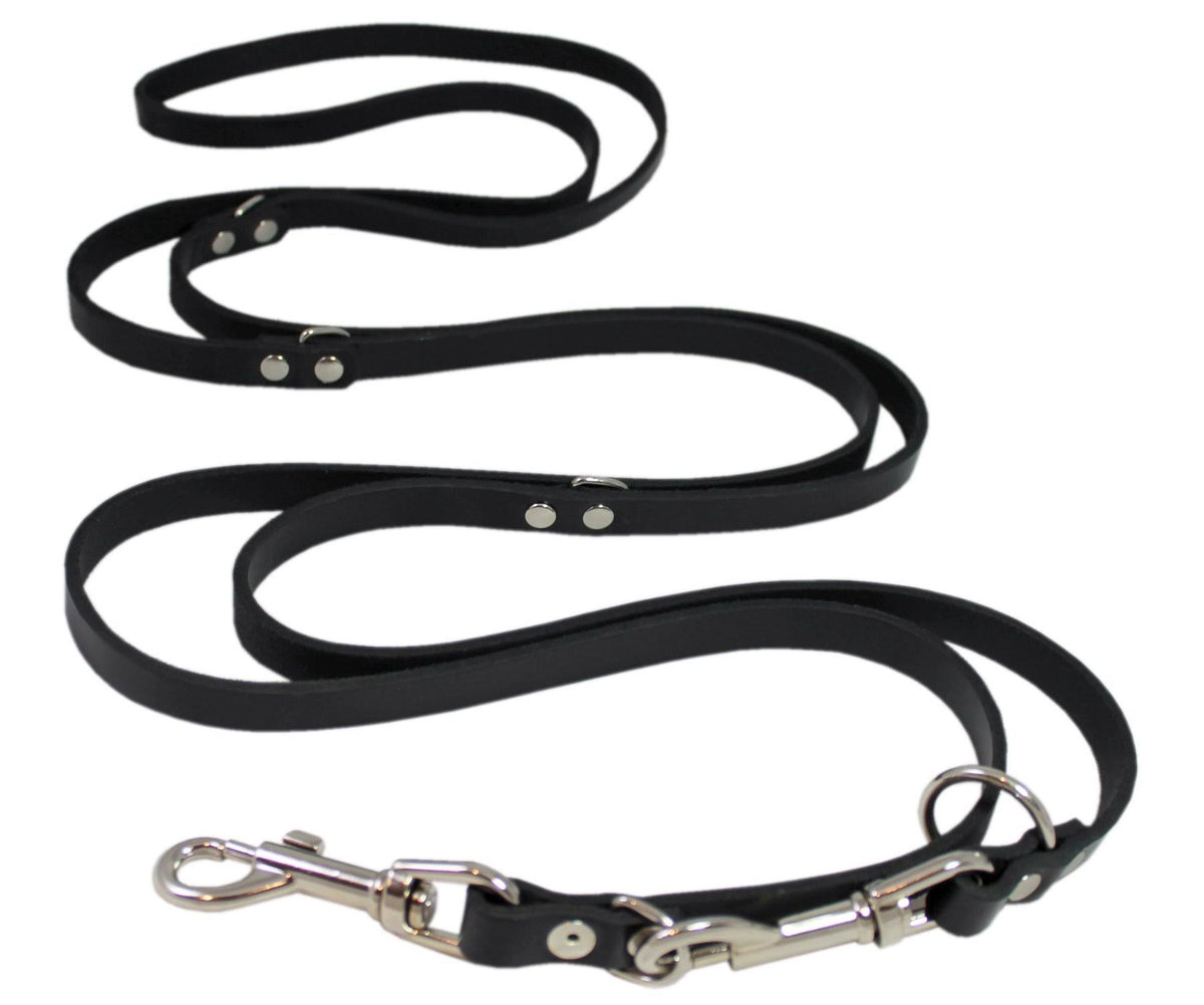 Adjustable Leather Dog Leash Black 60" F300655