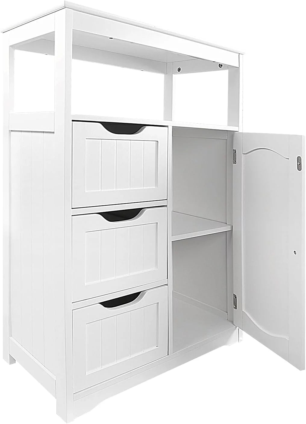 White Wooden Storage Cabinet with 3 Drawers 1 Door Q2783