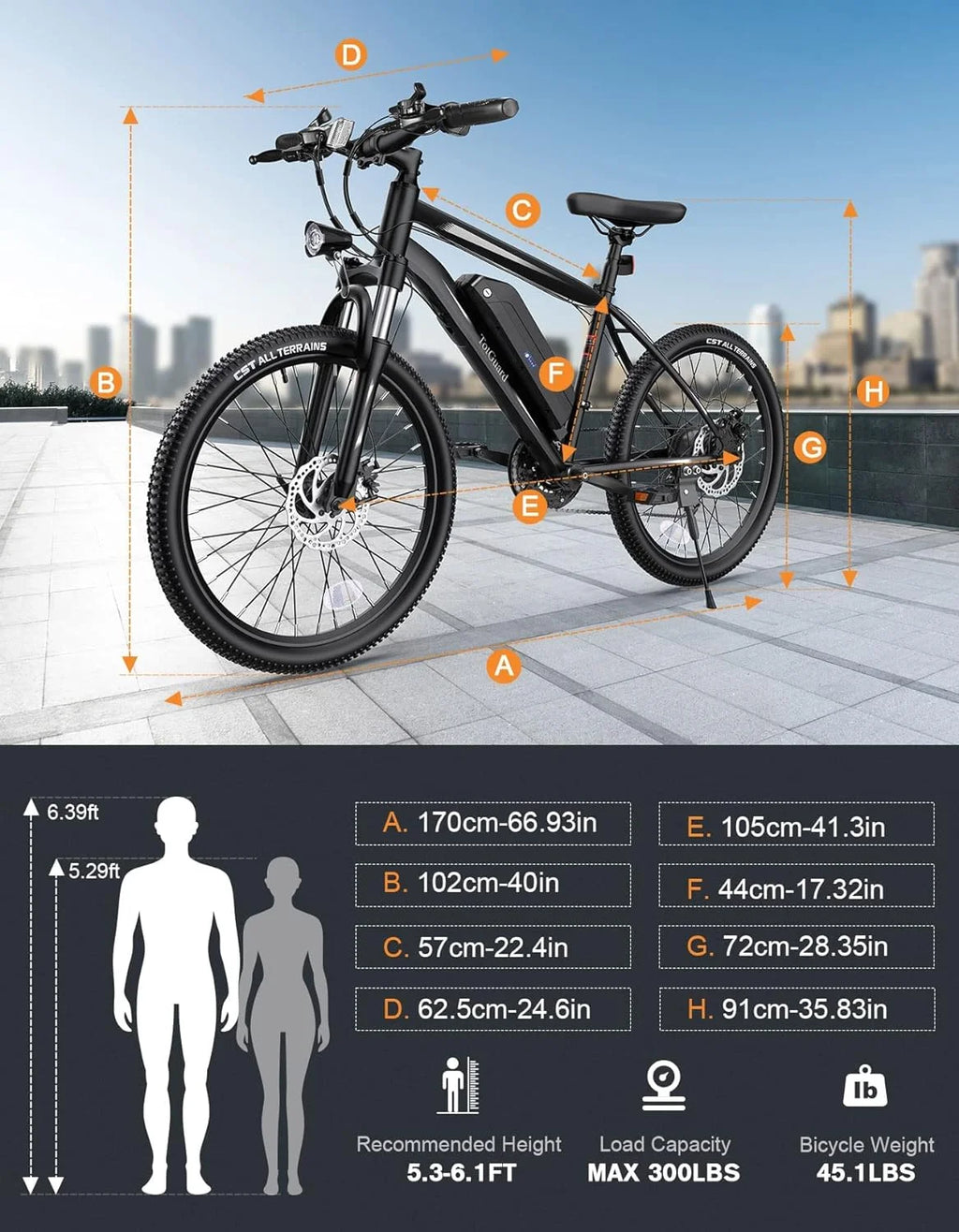 Electric Bike 26'' 350W 36V 10.4Ah 21 Speed E910990