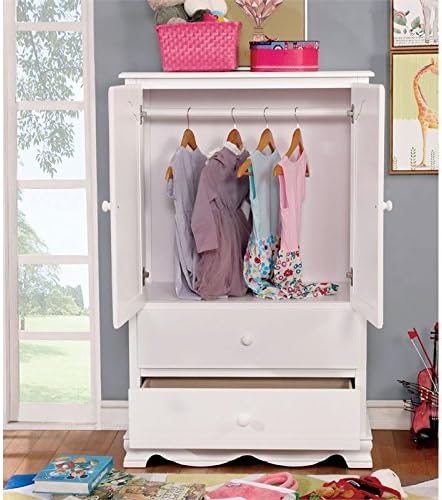 White Solid Wood Wardrobe Armoire X25856