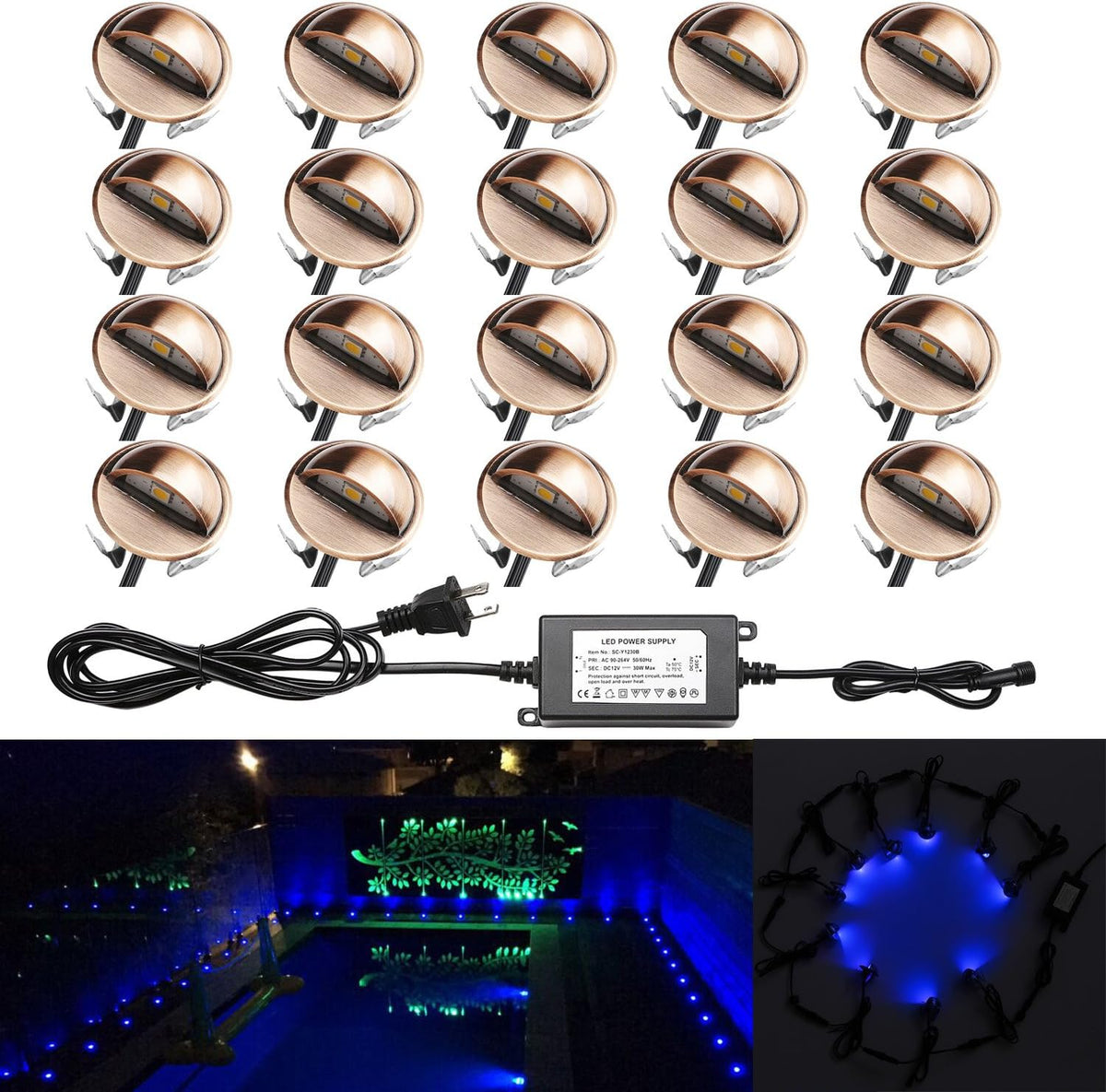 Low Voltage IP65 Bronze LED Deck Stair Lights, Pack of 10 F957145