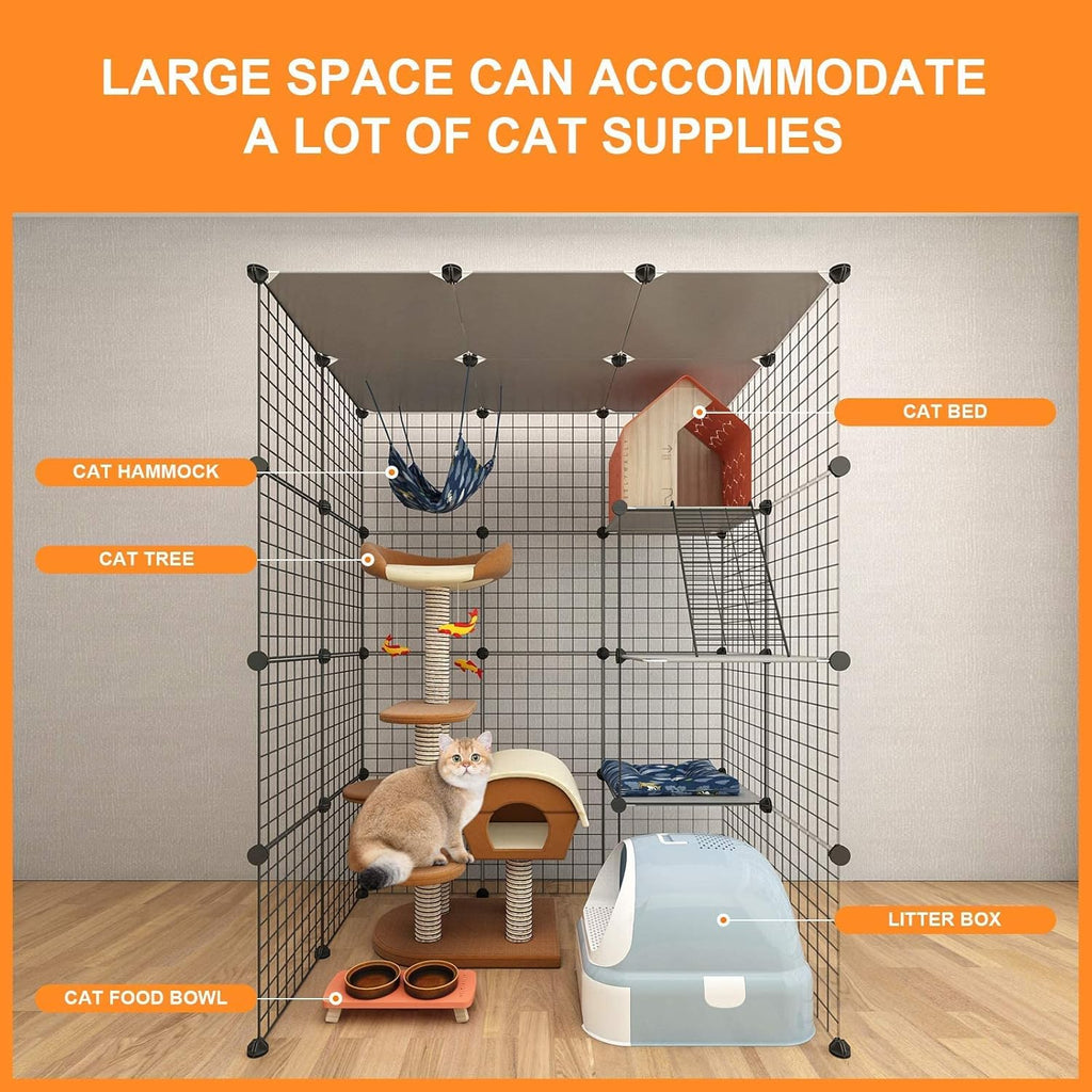 Large Cat Cage Indoor DIY Cat Playpen Detachable Metal Wire Kennels Crate H616876