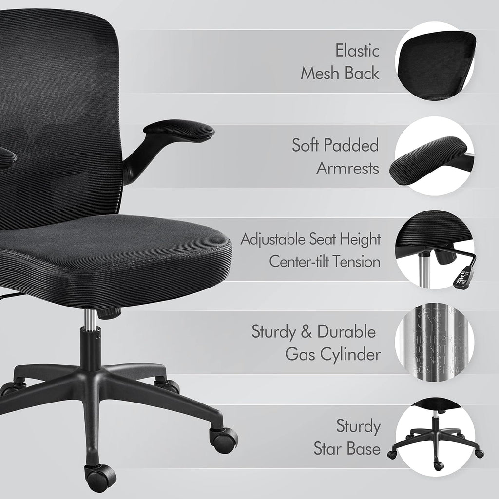 Black Ergonomic Mesh Office Chair with Flip-up Arms C92932