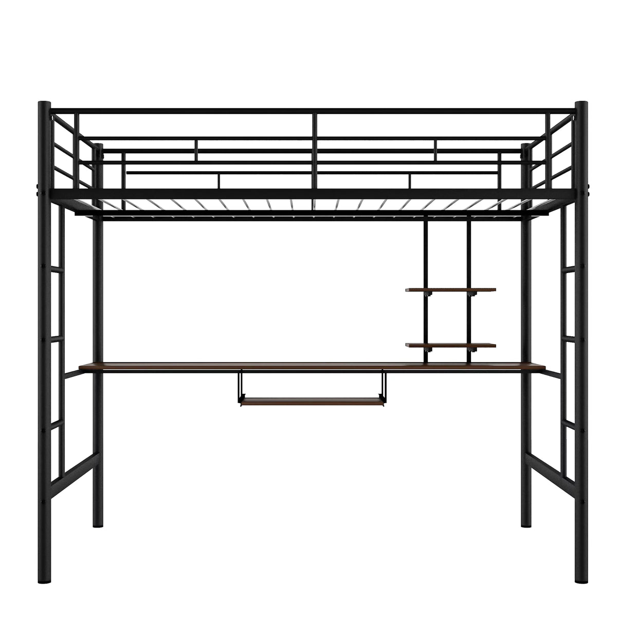 Metal Twin Size Loft Bed with Desk and Shelf T506