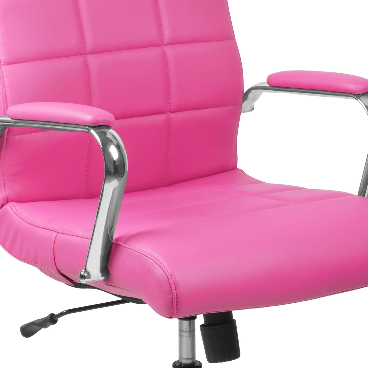 Mid-Back Pink Vinyl Executive Swivel Office Chair with Chrome Base and Arms J379