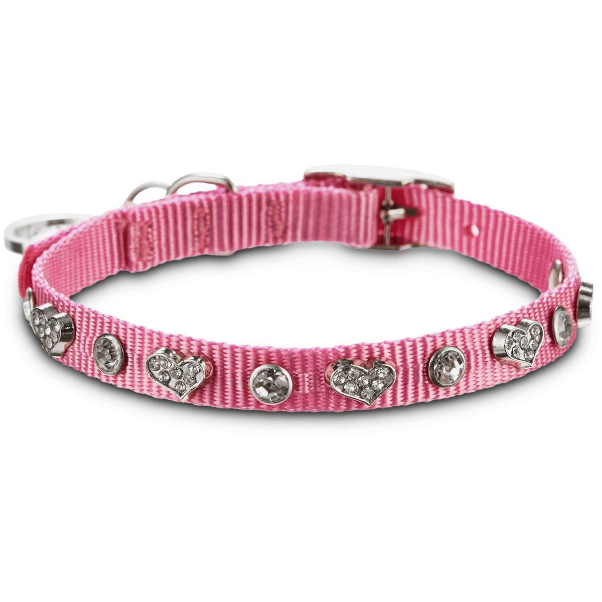 Pink Heart Bling Dog Collar F1453