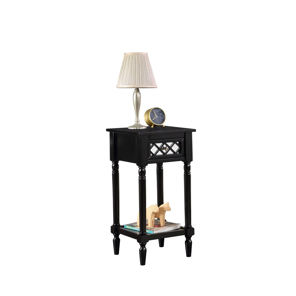 Black 1 Drawer Accent Table with Shelf R351
