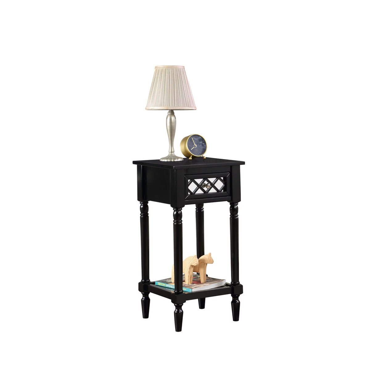 Black 1 Drawer Accent Table with Shelf R351