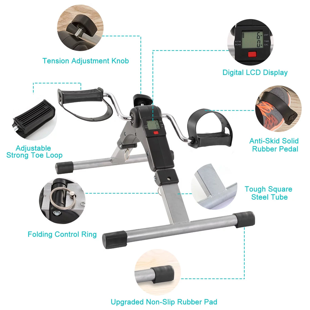 Folding Stationary Exercise Bike LCD Display Black Z7663