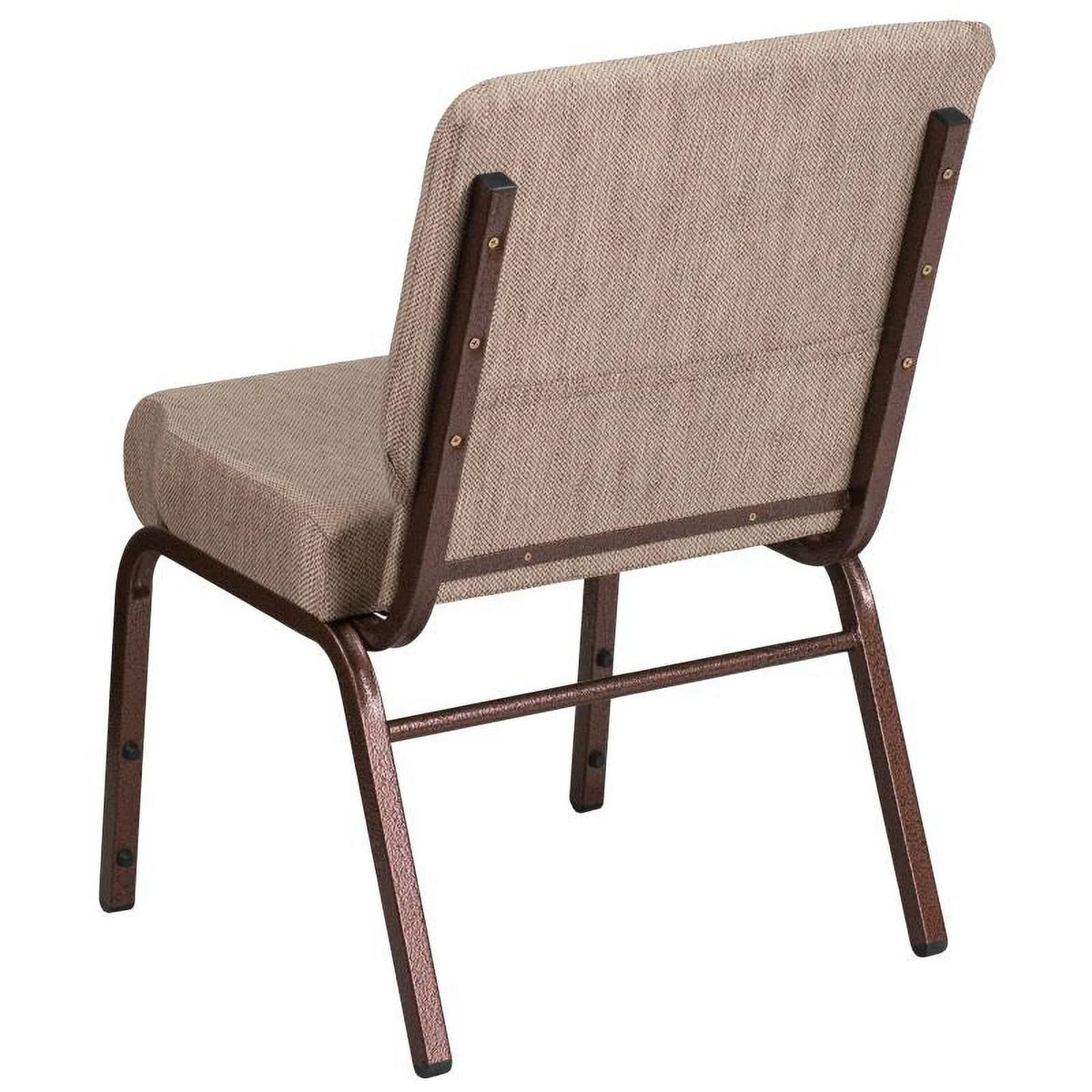 21'' Wide Beige Fabric Stackable Church Chair with Book Pouch B7452