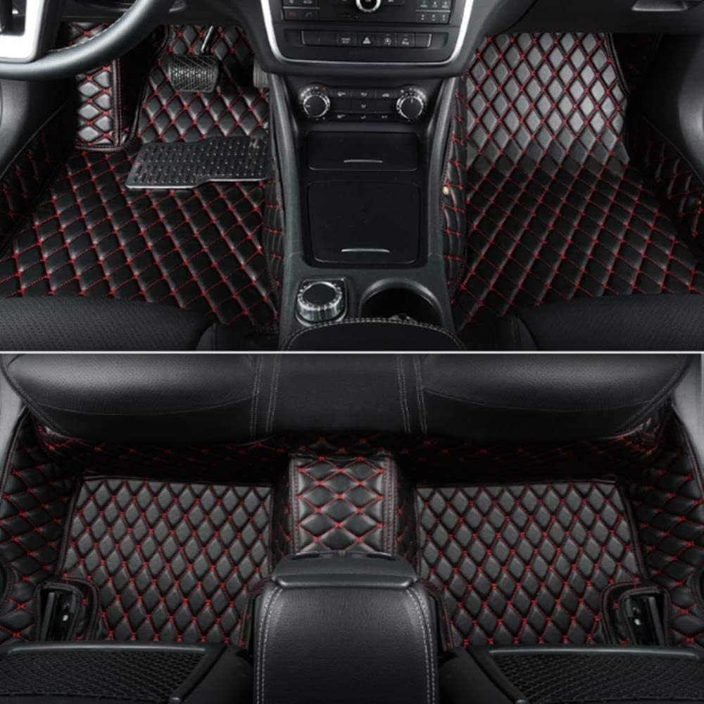 Black Beige Leather Car Floor Mats E9611