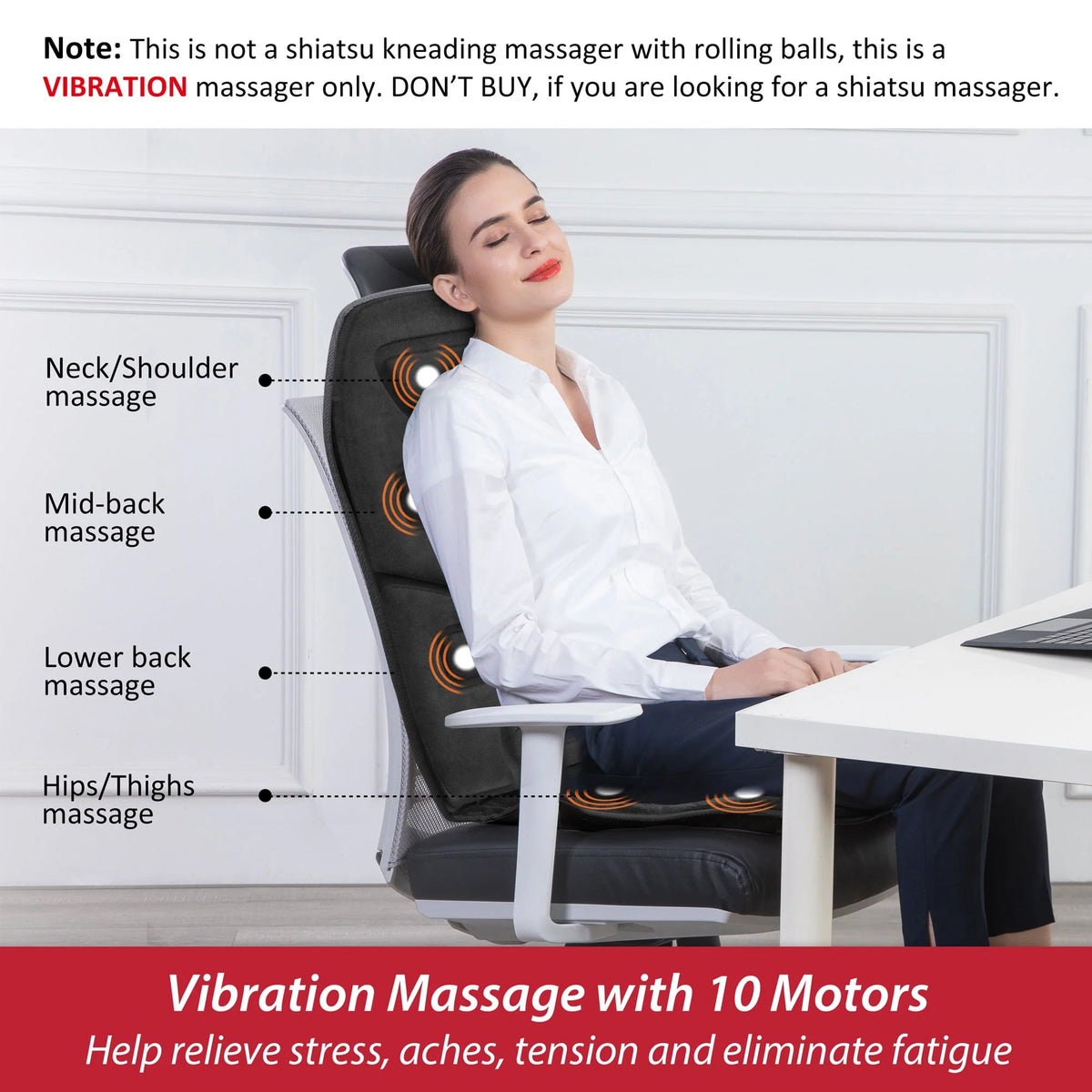 Black Heated Massage Seat Cushion C66543