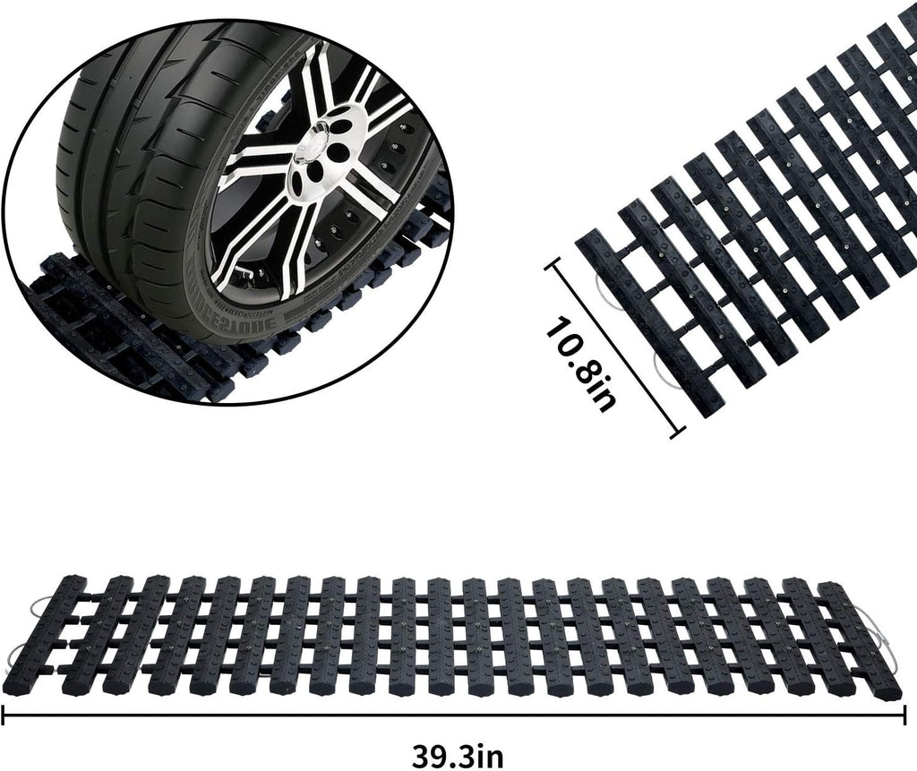 Tire Traction Mats Portable for Snow Ice Mud and Sand 2PCS 27.6in I232