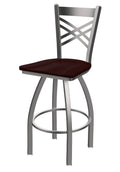 Swivel Counter Stool with Stainless Finish and Dark Cherry Oak Seat V38531