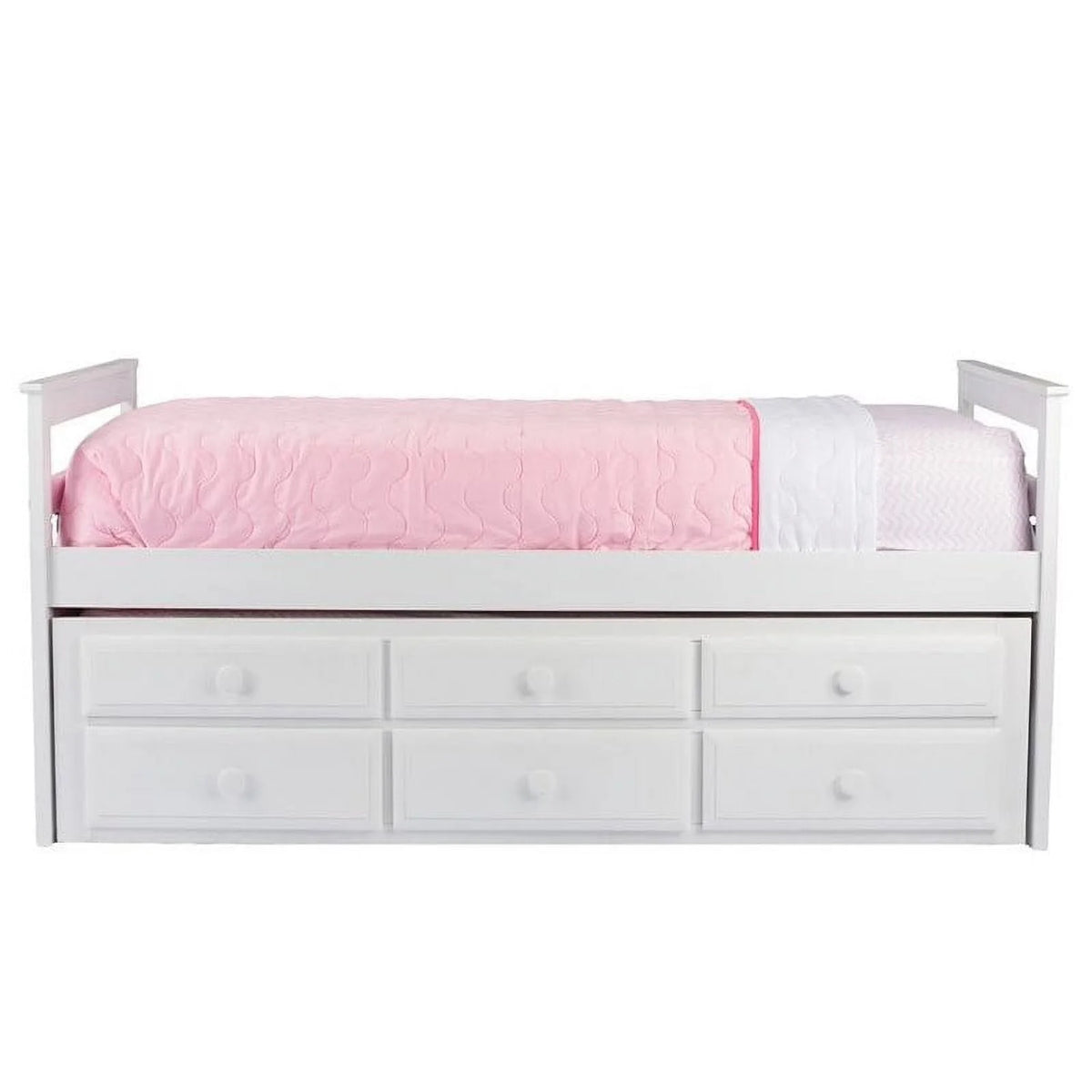 White Wood Twin-Size Trundle Bed C43106