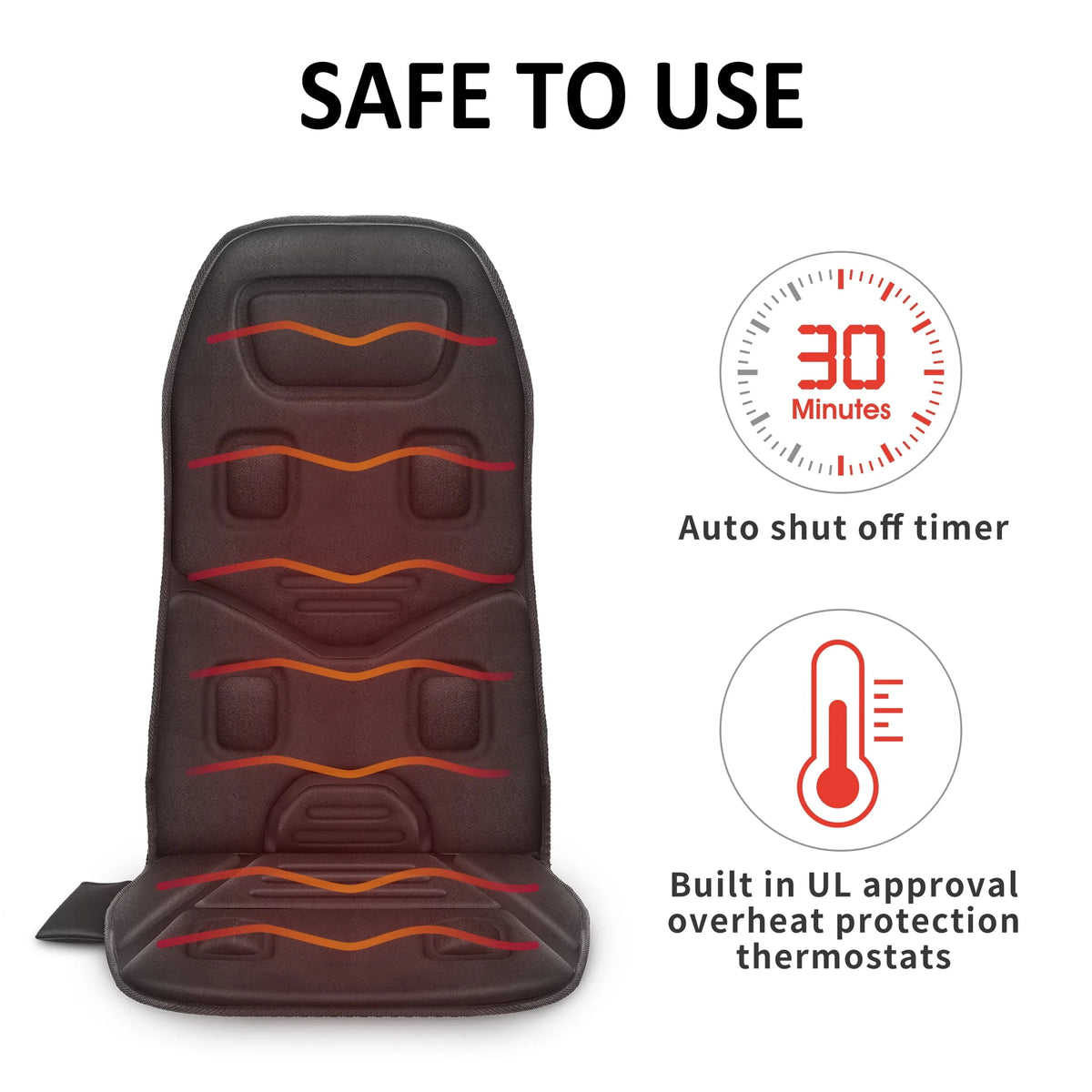 Black Heated Massage Seat Cushion C66543