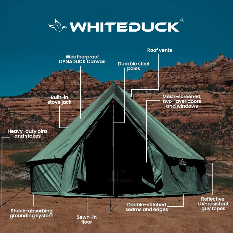 Canvas Bell Tent with Stove Jack, Water Repellent 4-Season Camp T18175