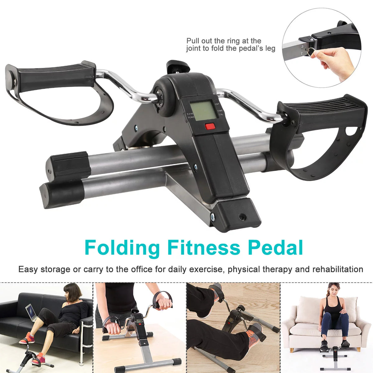 Folding Stationary Exercise Bike LCD Display Black Z7663