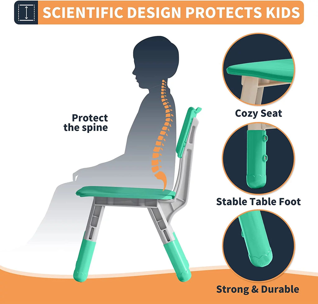 Kids Height Adjustable Table and Chairs Set E849379