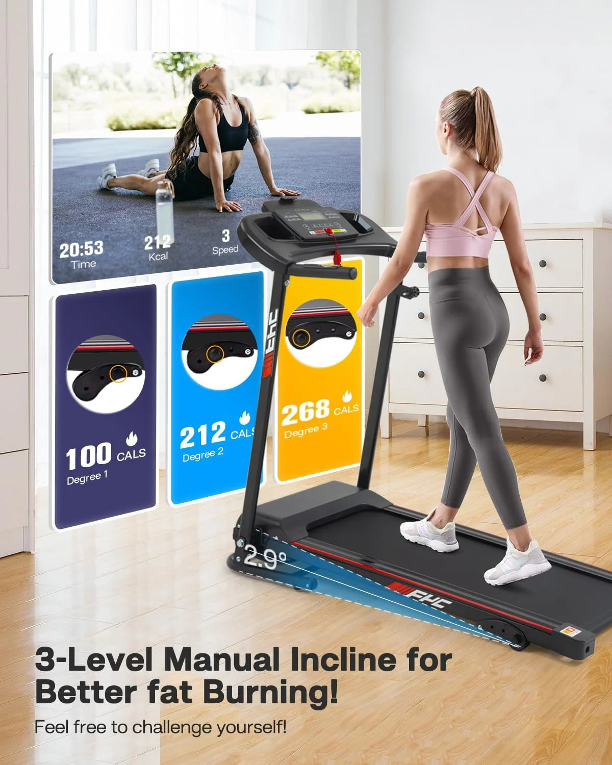 Foldable Treadmill with Incline and Bluetooth K243