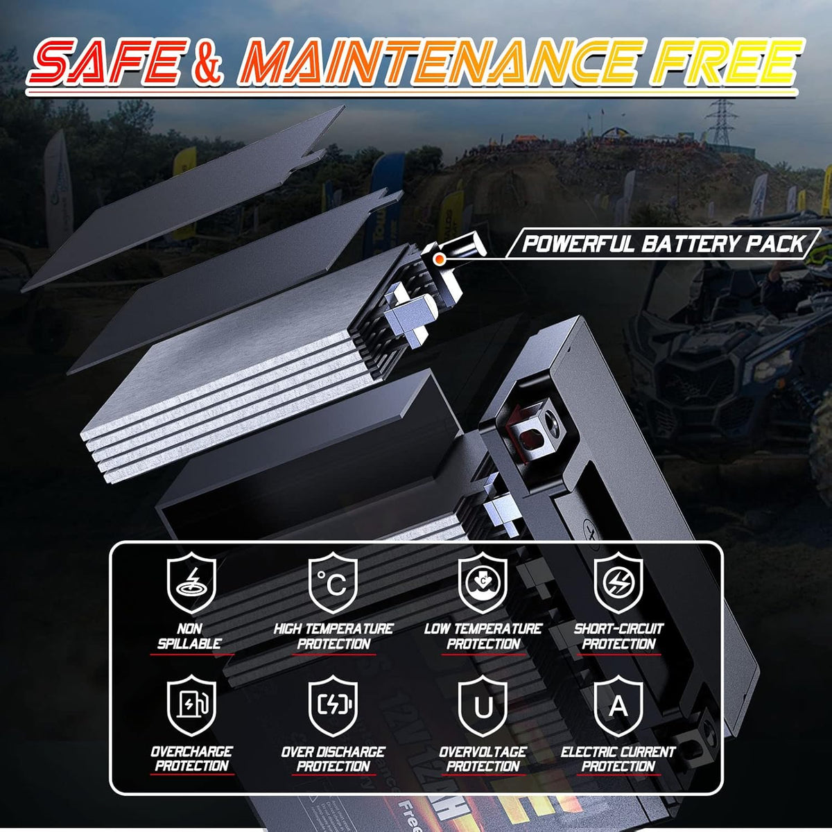 12V 12Ah Sealed AGM Motorcycle Battery N722117