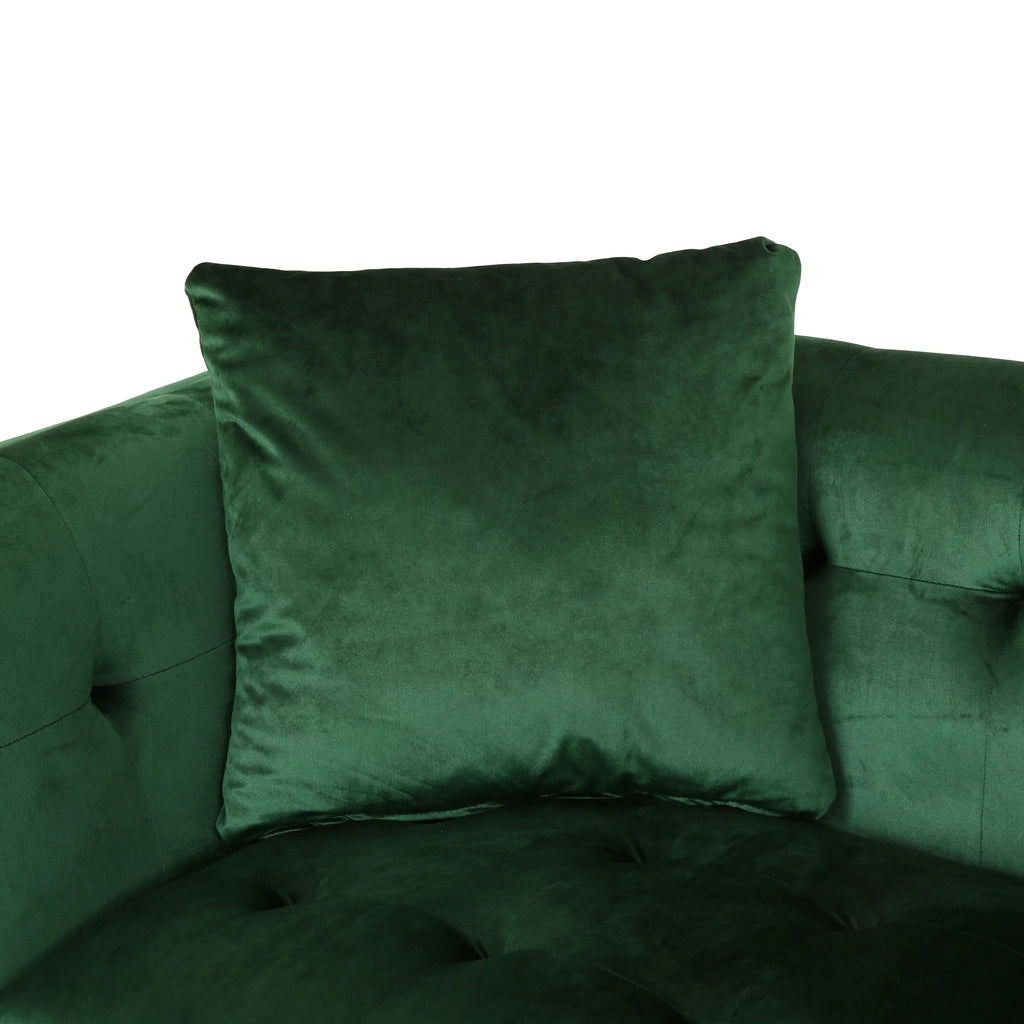 Modern Glam Velvet Tufted 3 Seater Sofa with Accent Pillows R250544