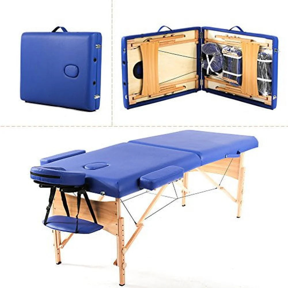 Adjustable Folding Portable Massage Table with Carry Case, Black X6459