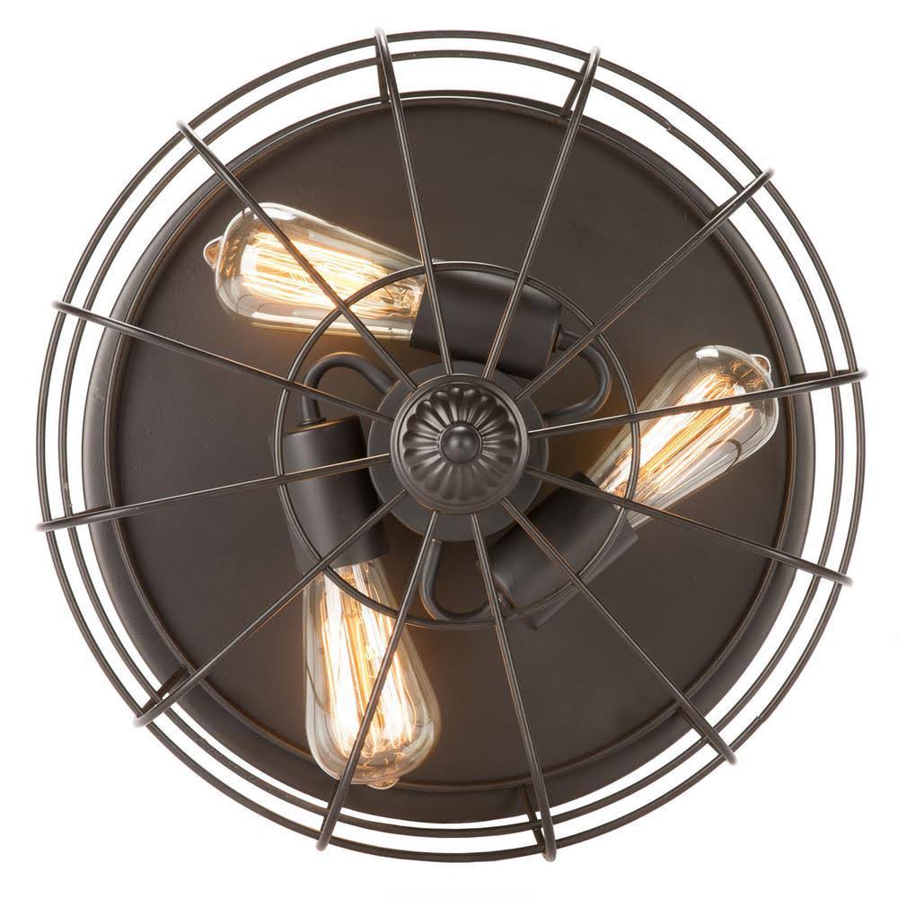 Industrial 3-Light Oil Rubbed Bronze Flush Mount N98537