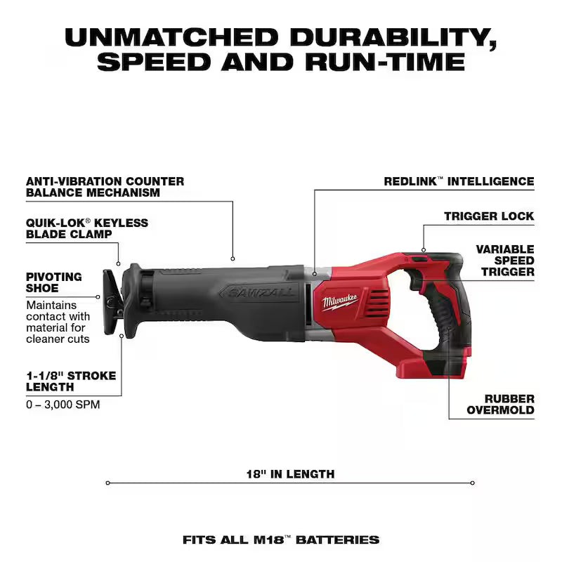 18-V Lithium-Ion Brushless Cordless 1/4 in. Hex Impact Driver Kit with Reciprocating Saw M40153