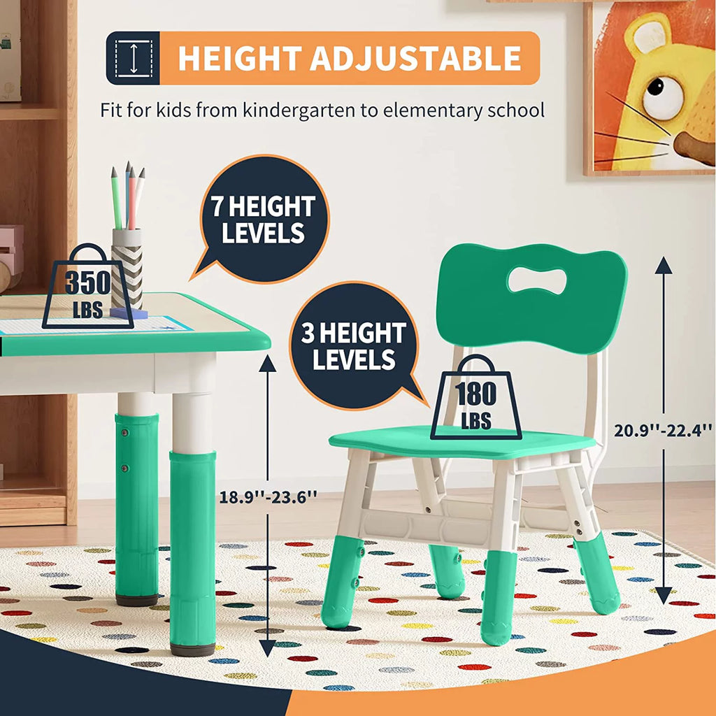 Kids Height Adjustable Table and Chairs Set E849379