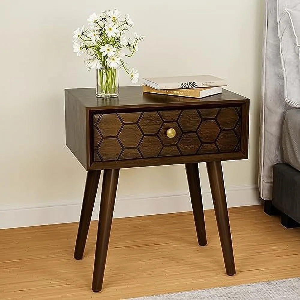 Rose Wood Brown End Table with Drawer E5925