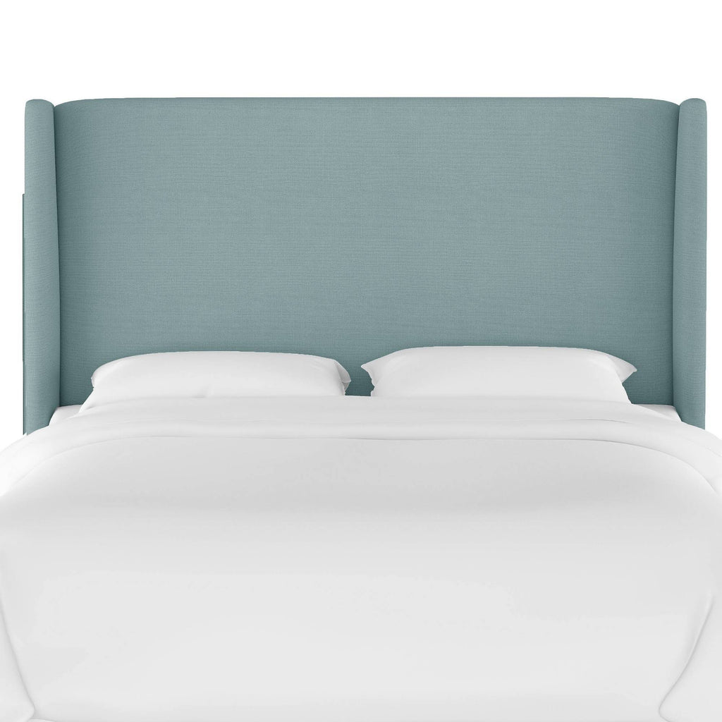 Queen Upholstered Wingback Headboard Linen Seaglass A784
