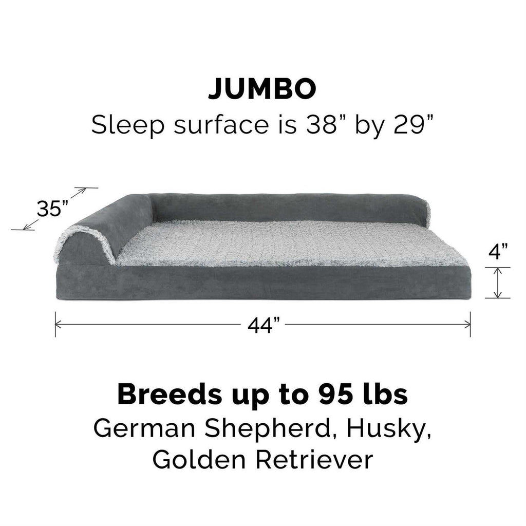 Two-Tone Faux Fur Suede Chaise Lounge Dog Bed F777