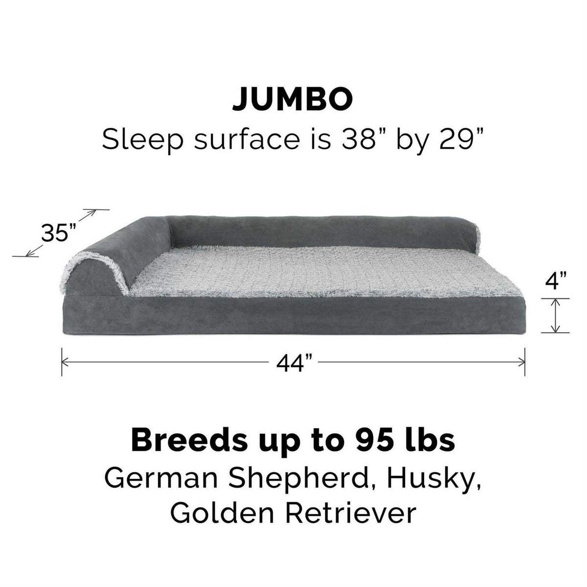 Two-Tone Faux Fur Suede Chaise Lounge Dog Bed F777