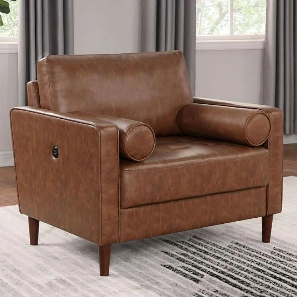 Off-White Leatherette Living Room Set 3pcs Q159170