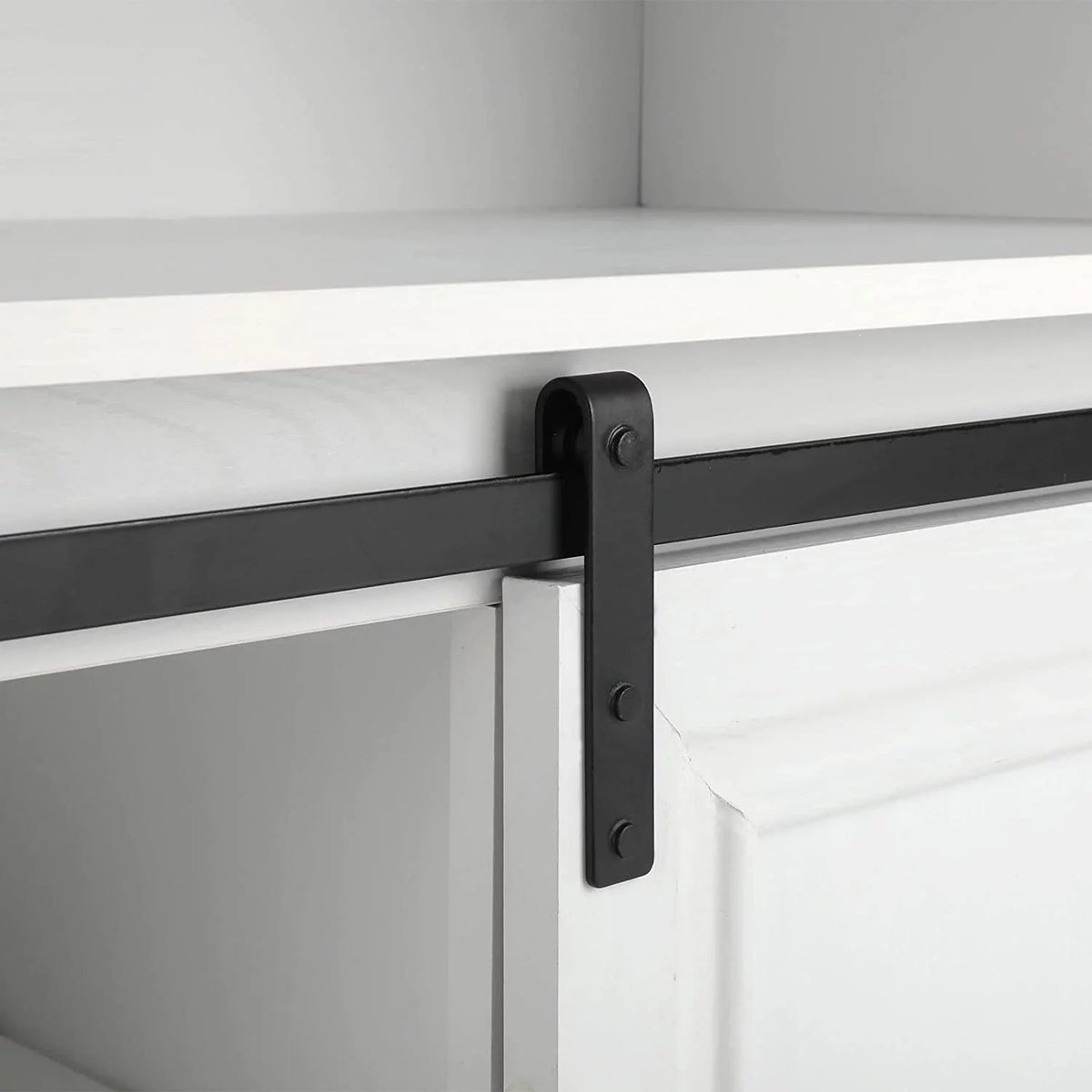 White TV Stand with Barn Door R6940