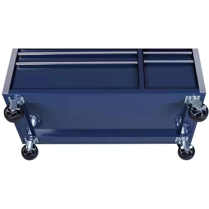 10 Drawer Mobile Workbench Tool Chest with Wood Work Top in Gloss Blue V804425